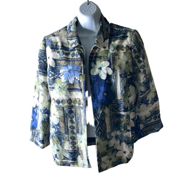 Alfred Dunner Floral Blazer Jacket Womens Size 12P Lined Open Front Multicolor - Picture 1 of 7